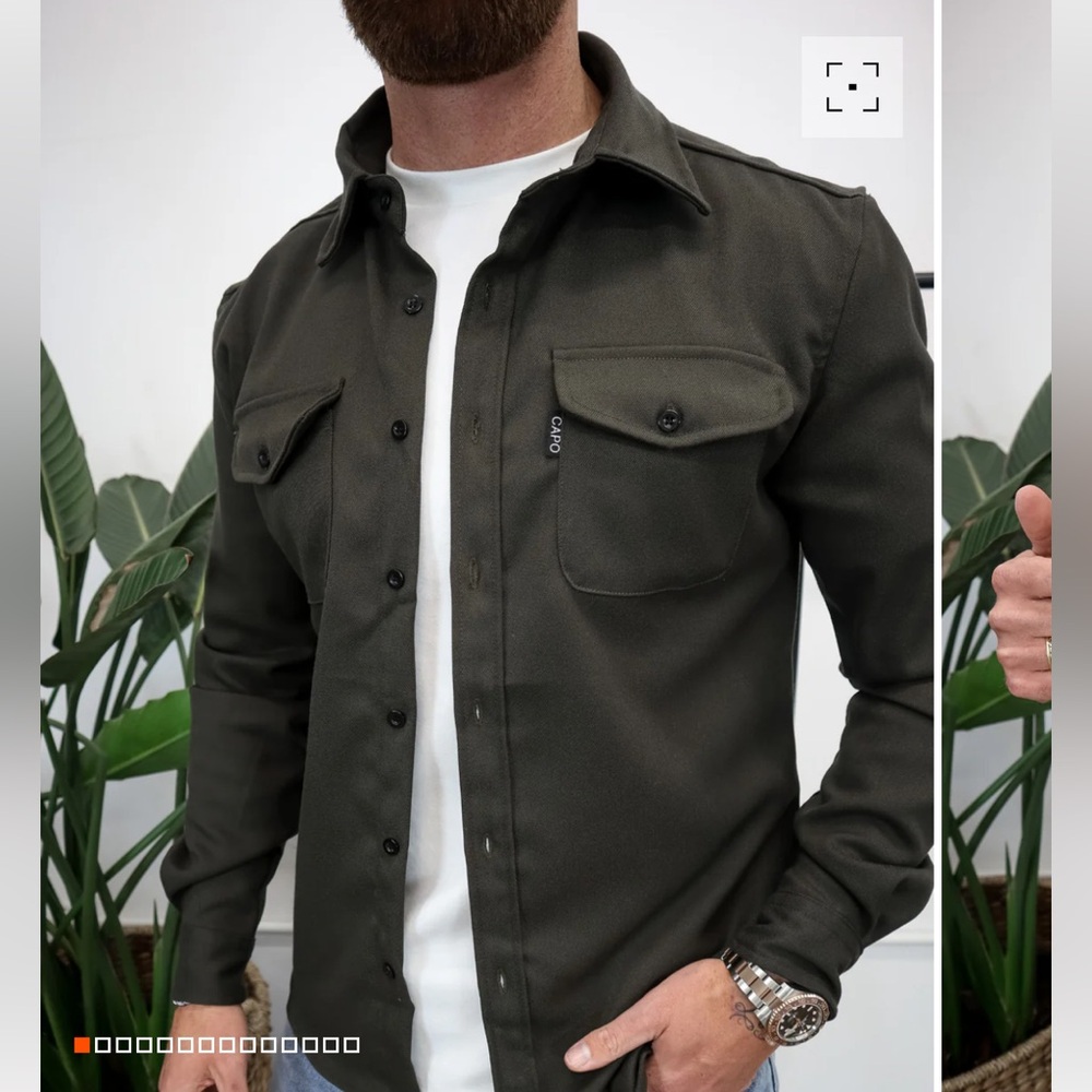 Men's Casual Button Down Shirt - Olive Green